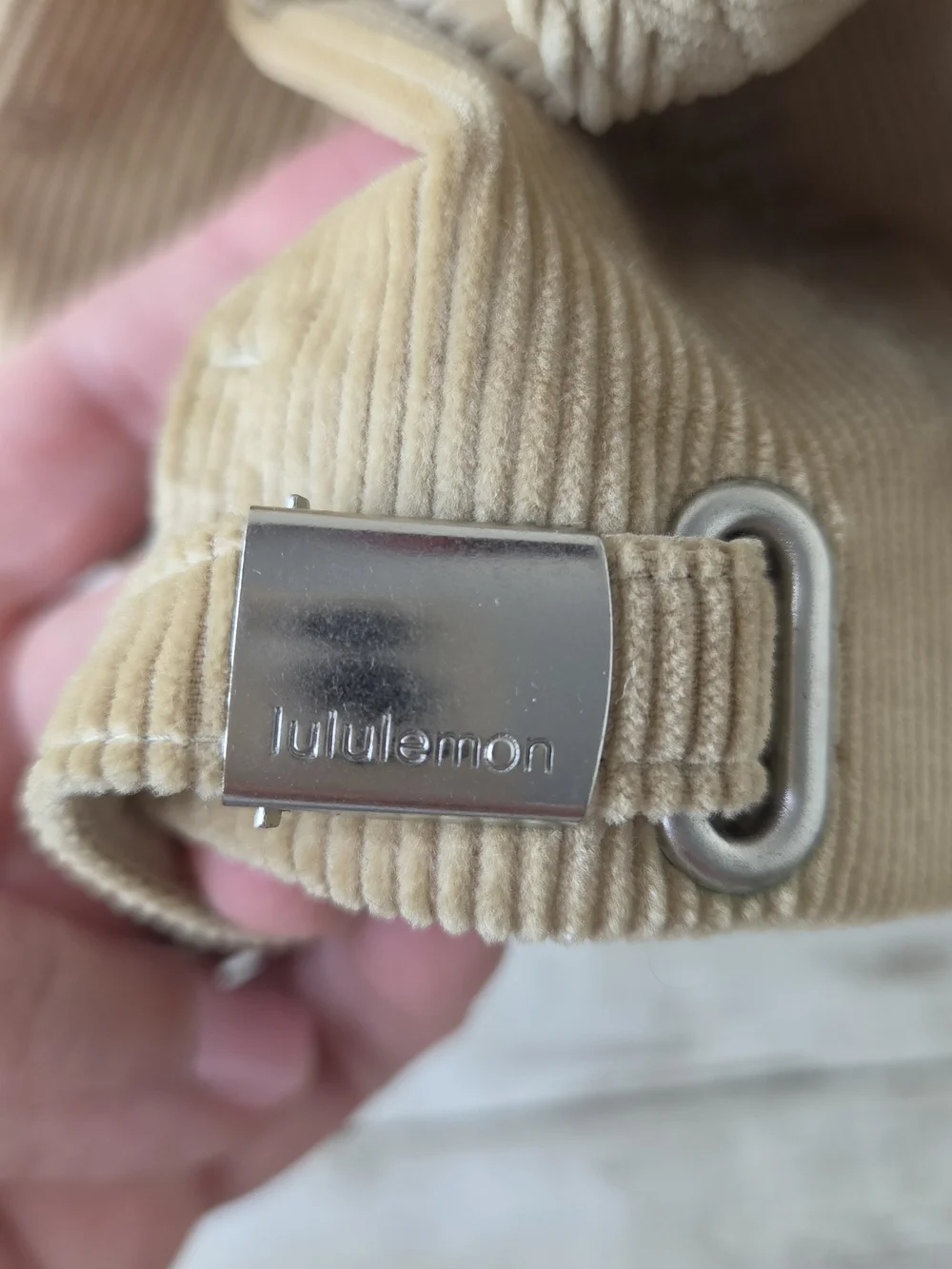 Lululemon Corduroy Adjustable Hat Beige Tan Logo Cap Strapback Golf Casual Dress